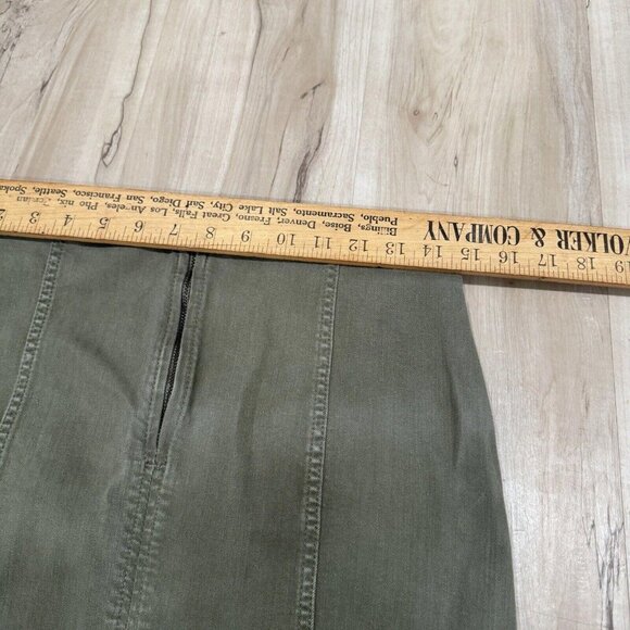 FREE PEOPLE 6 Modern Femme Army Green‎ Denim Skirt Utility Gorpcore - Picture 4 of 6